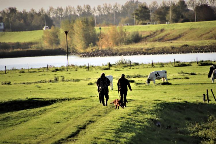 Jagers in het veld.