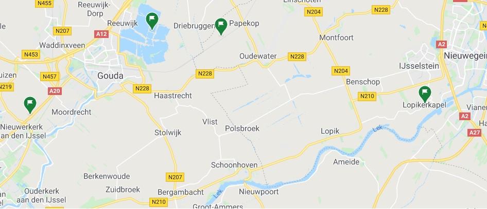 De locaties waar de lichamen zijn aangetroffen.